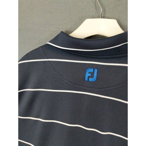 FOOTJOY Mens Golf Polo SZ‎ XL Stripe Navy Pinehurst Club Knit Short Sleeves - Picture 12 of 13